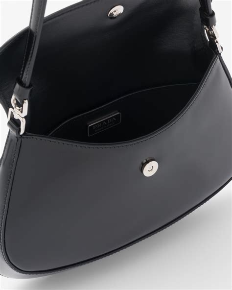 Prada Cleo Shoulder Bag Brushed Leather Black